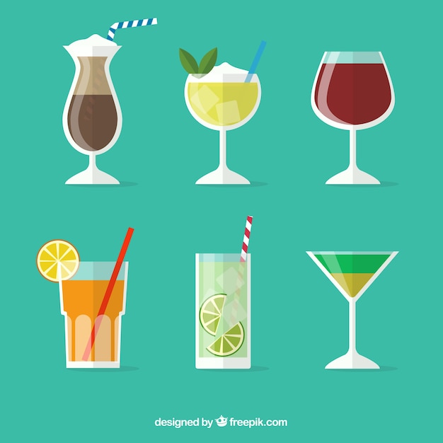 Free Vector modern cocktail collection with flat design