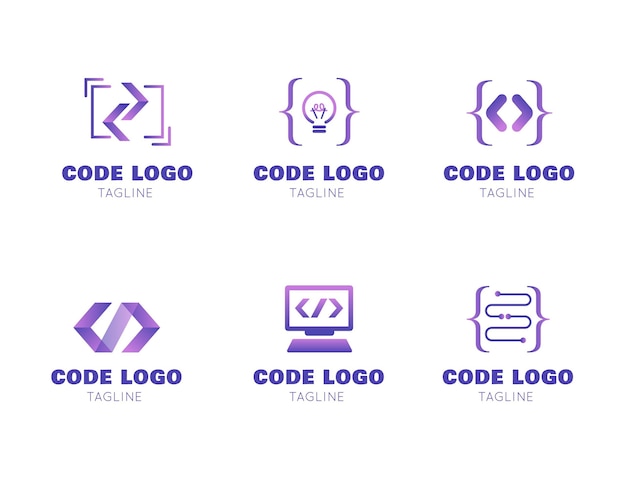 Free vector modern code logo pack