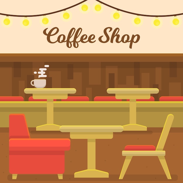 Free Vector modern coffee shop interior with flat design