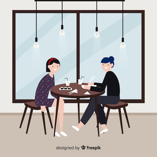 Free Vector modern coffee shop interior with flat design