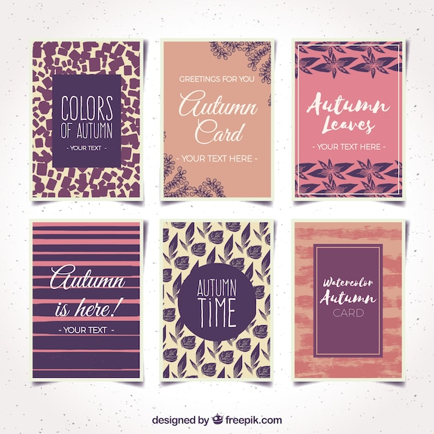 Modern collection of cards with autumnal style