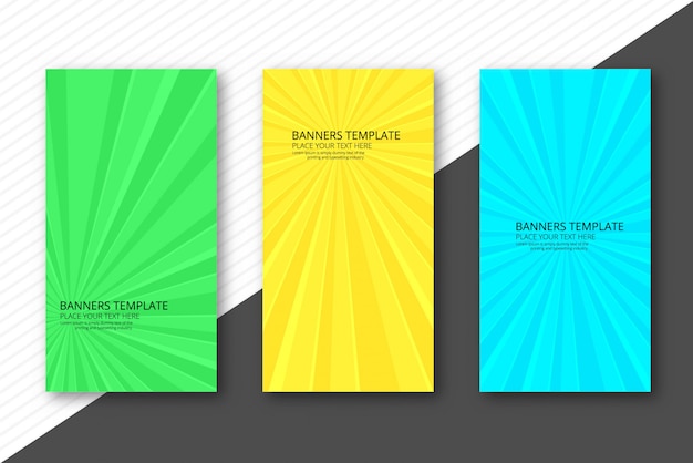 Modern colorful rays banners set template background