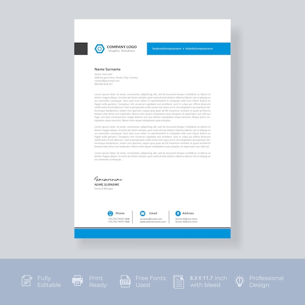 Free Vector modern company letterhead