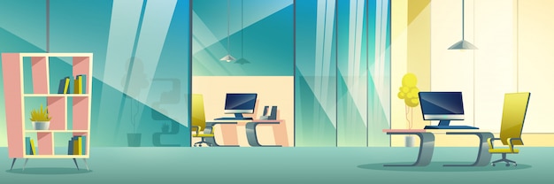 Modern company office cartoon  interior