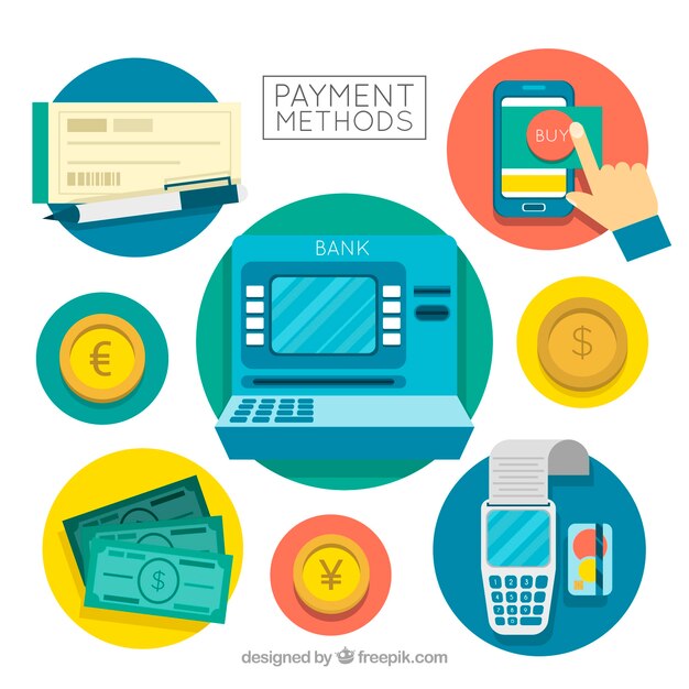 Modern composition with payment methods in circles