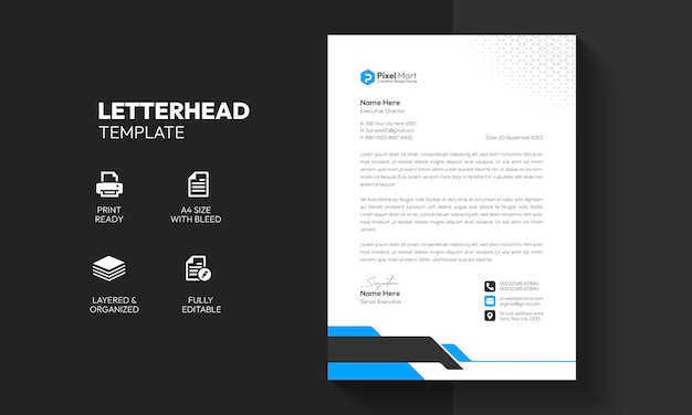 Free Vector modern corporate business letterhead template design