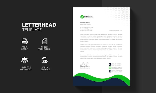 Free Vector modern corporate business letterhead template design