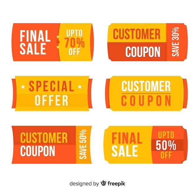 Modern coupon sale label collection with flat design