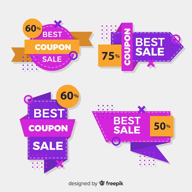 Free Vector modern coupon sale label collection with flat design