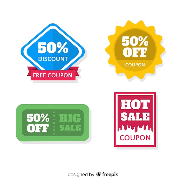 Modern coupon sale label collection with flat design