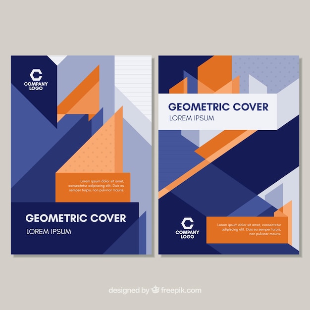 Modern cover template set with geometric design