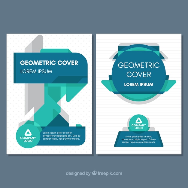 Modern cover template set with geometric design