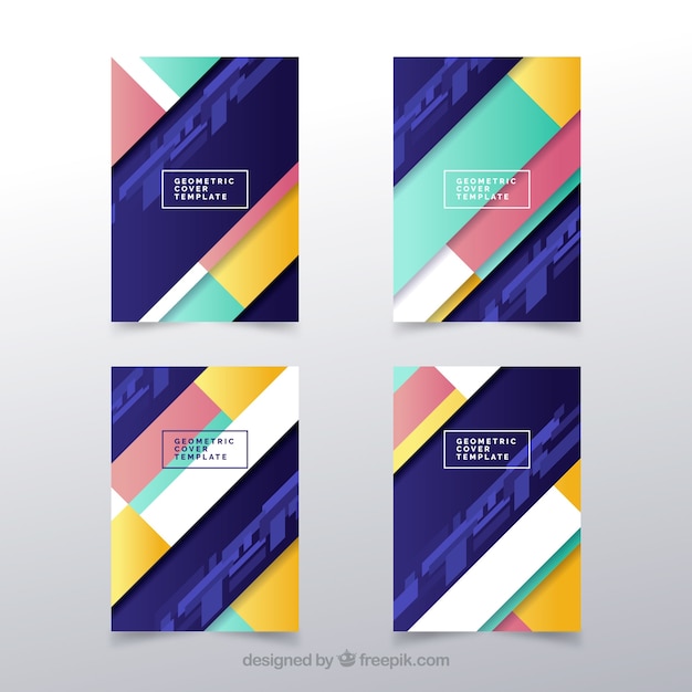 Modern cover template set with geometric design