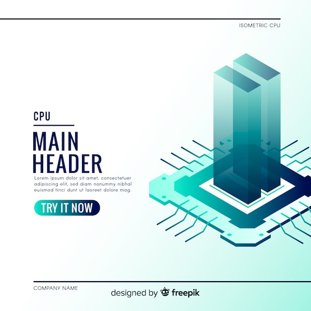 Free Vector modern cpu background with isometric perspective