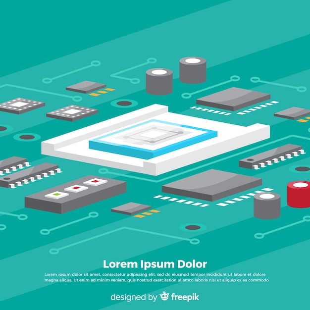 Free Vector modern cpu background with isometric view