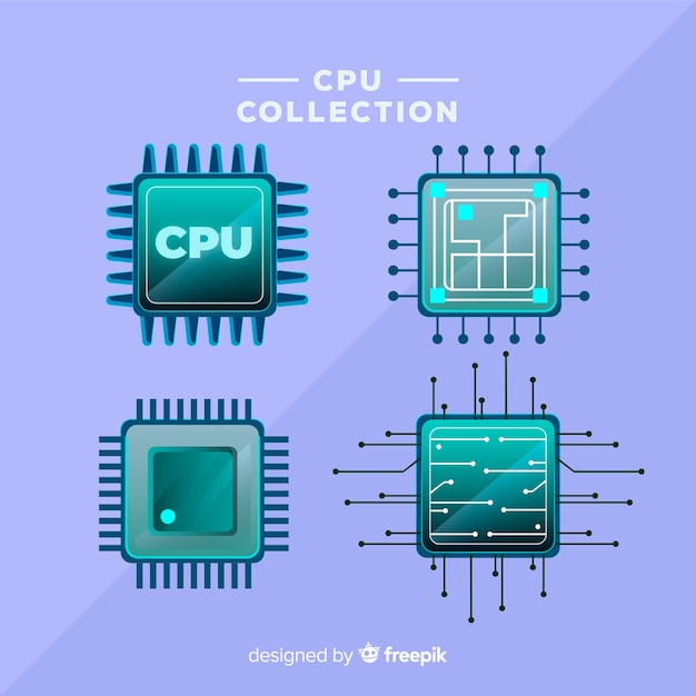 Free Vector modern cpu collection with flat design