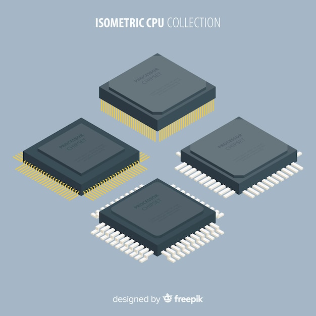 Free Vector modern cpu collection with isometric view