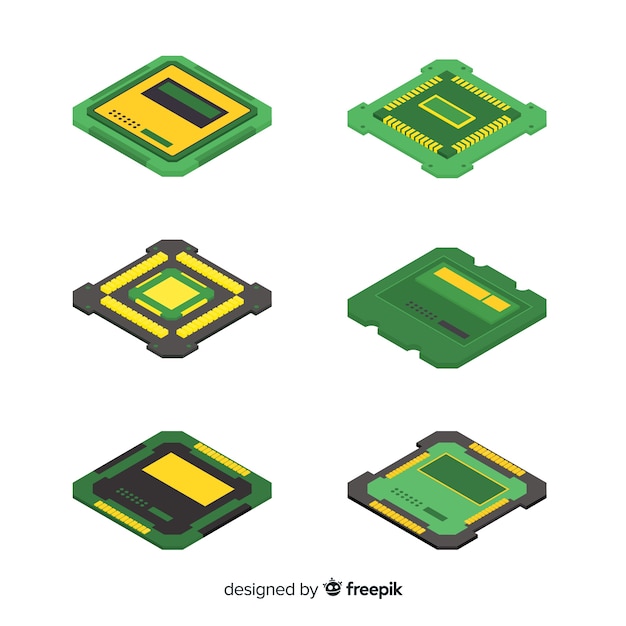 Free Vector modern cpu collection with isometric view