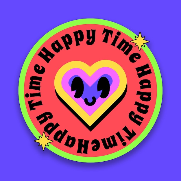 Modern creative happy time square sticker