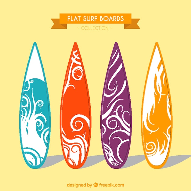 Free vector modern and creative surfboards