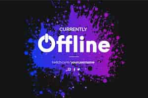 Free vector modern currently offline twitch banner with colorful splash background