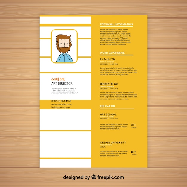 Free Vector modern curriculum template with hand drawn style