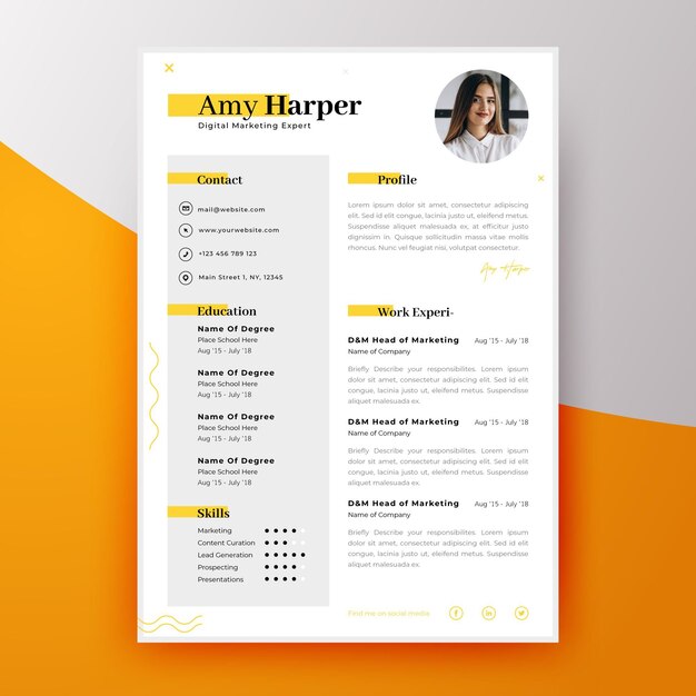 Modern curriculum vitae template for new employee