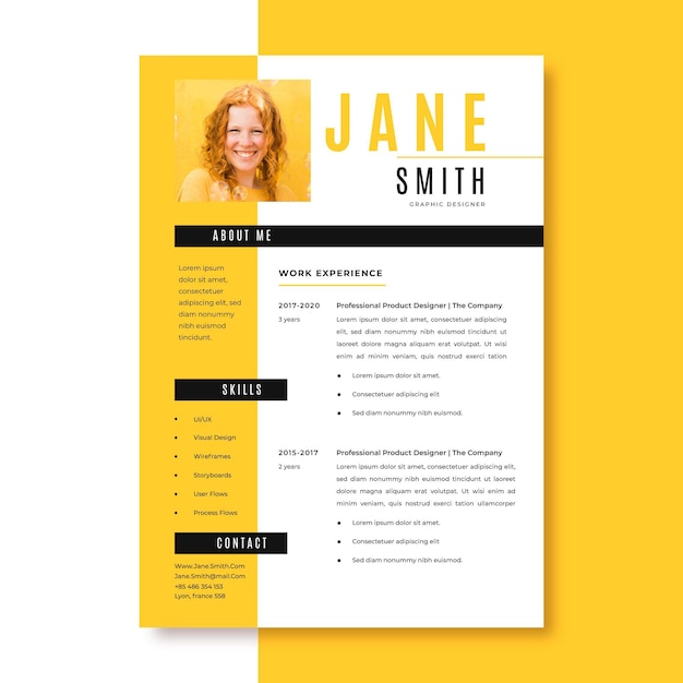 Modern curriculum vitae template with photo