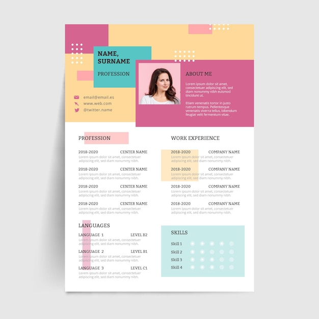 Modern cv template concept