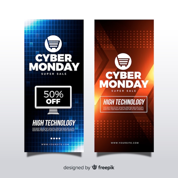 Free vector modern cyber monday banners with realistic design