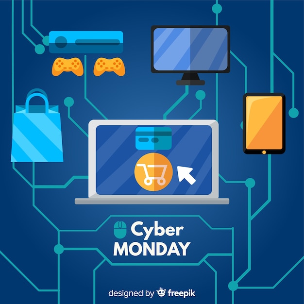 Free Vector modern cyber monday composition with flat design