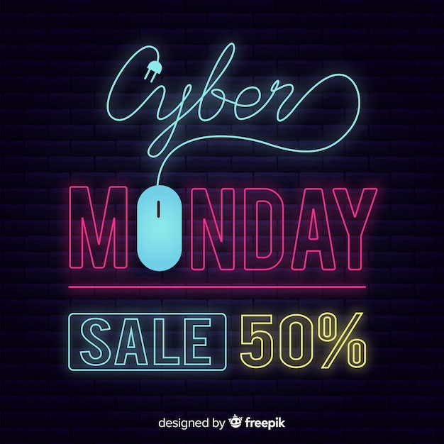 Modern cyber monday composition with neon style