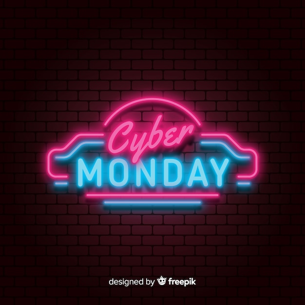 Modern cyber monday composition with neon style