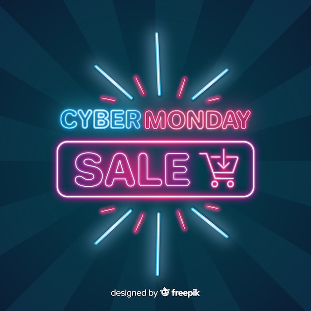 Modern cyber monday composition with neon style