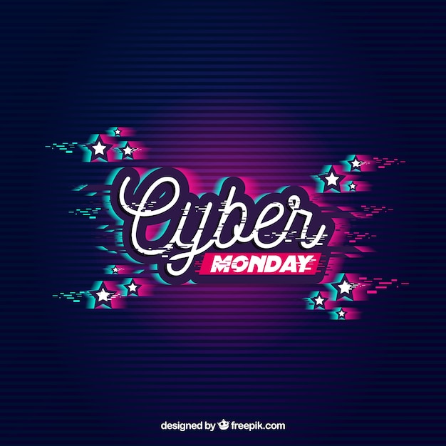 Free Vector modern cyber monday composition with neon style