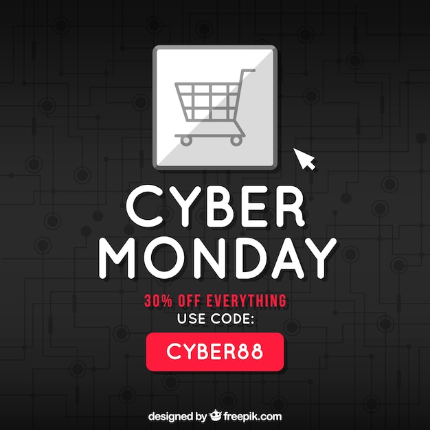 Free Vector modern dark cyber monday design in flat style