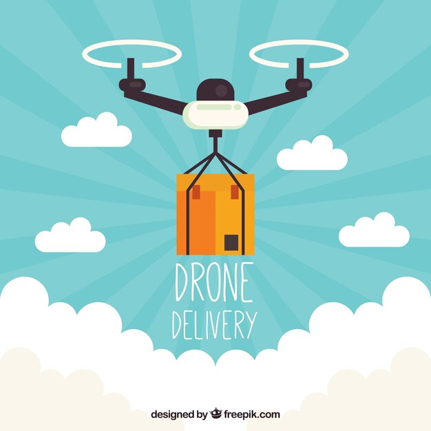 Modern delivery drone with flat design