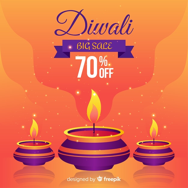 Modern diwali sale composition with flat design