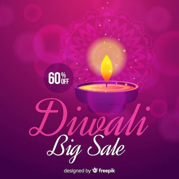 Free Vector modern diwali sale composition with flat design