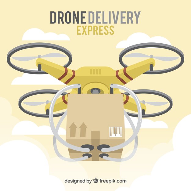 Modern drone with carton box