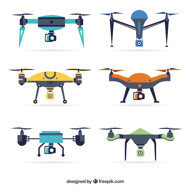 Free vector modern drones with flat design