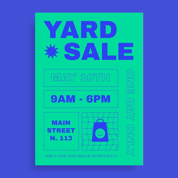 Modern duotone yard sale flyer