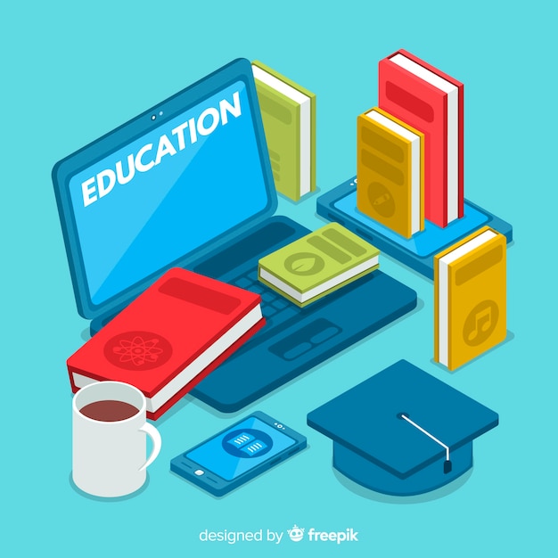 Free vector modern education concept with isometric view