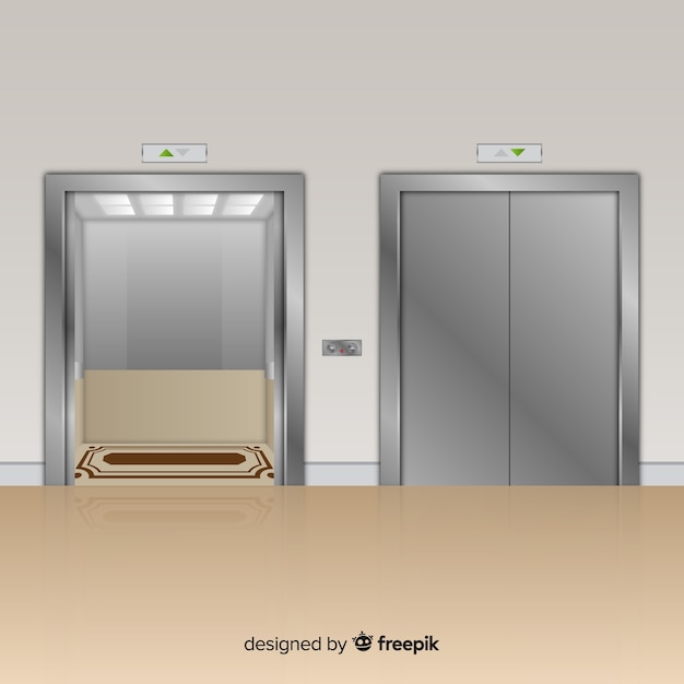 Free Vector modern elevator with realistic design