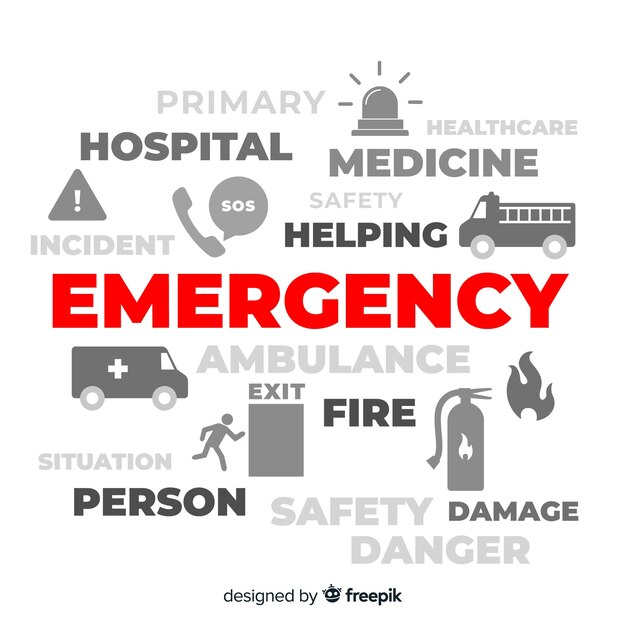 Free Vector modern emergency word concept with flat design