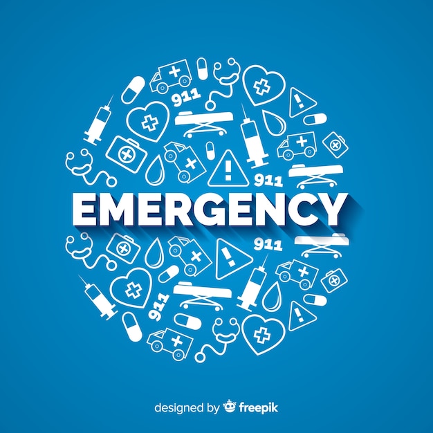 Modern emergency word concept with flat design