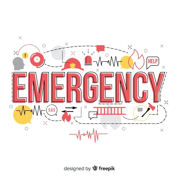 Free vector modern emergency word concept with flat design