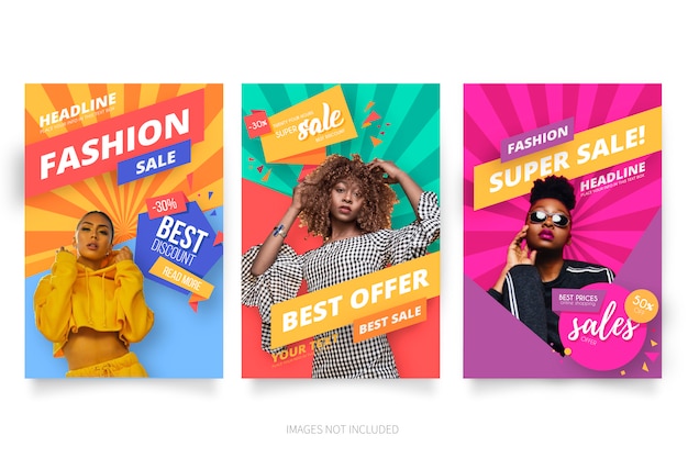 Free Vector modern fashion sale poster collection