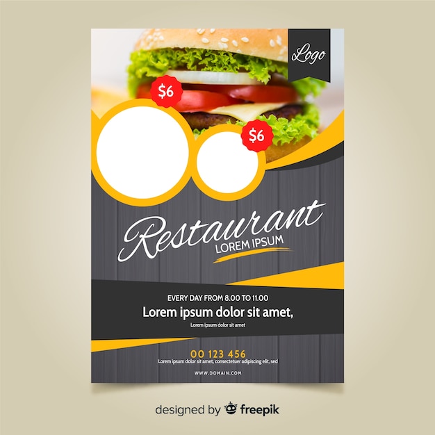 Free Vector modern fast food restaurant flyer template