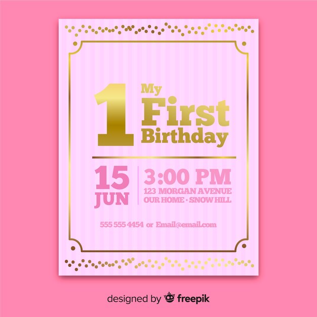 Modern first birthday invitation